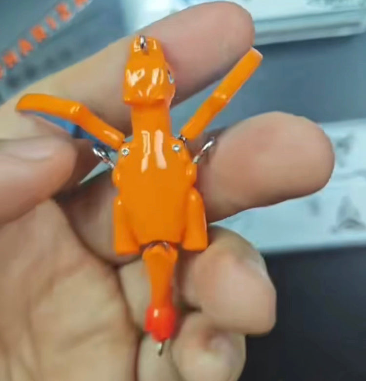 Micro Big Flame Dragon 7 cm 5.5 g orange dragon-style fishing lure with blue wing accents and an articulated tail